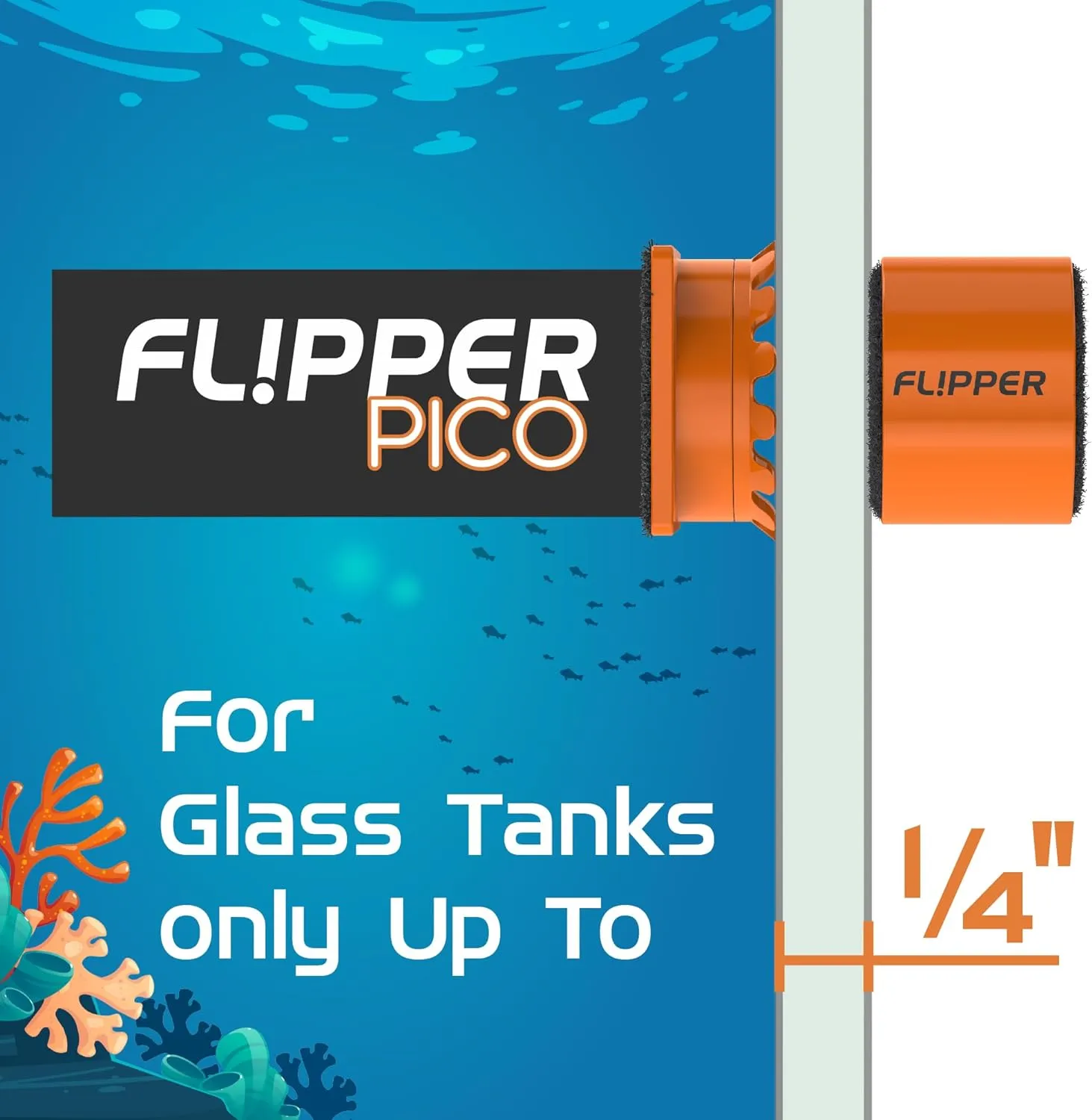 Flipper Pico 2-in-1 akvariemagnet nanokar 6 mm orange