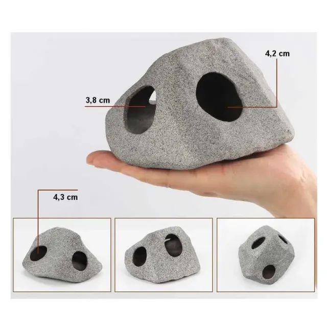 Näsets Ciklidhobby Stengrotta 15,5 cm keramikgrotte 3 ingångar mal