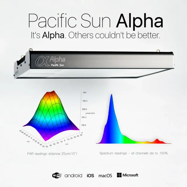 Pacific Sun Alpha led-lampa saltvatten 215W