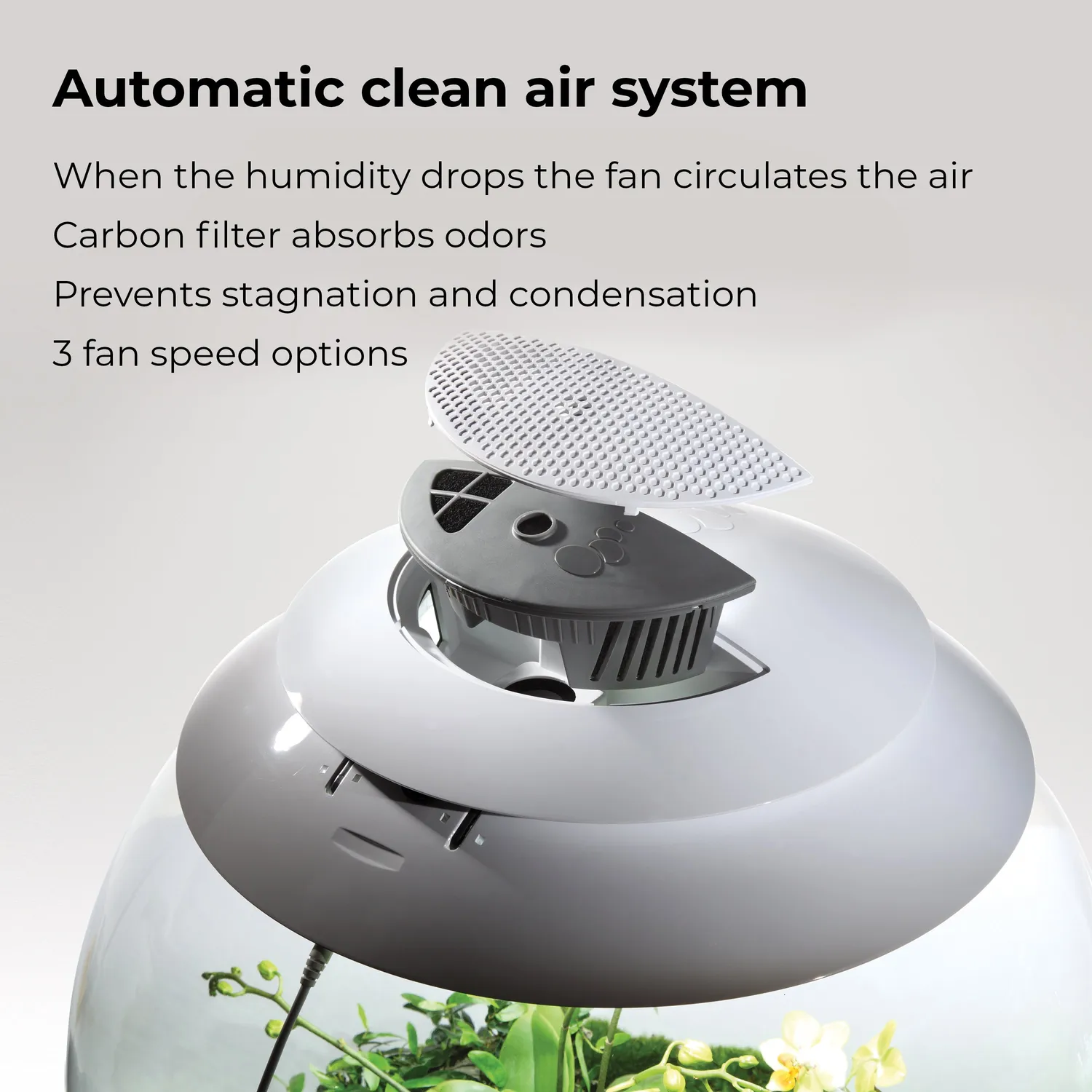 biOrb Air 60 terrarium 60 liter grå automatisk dimma