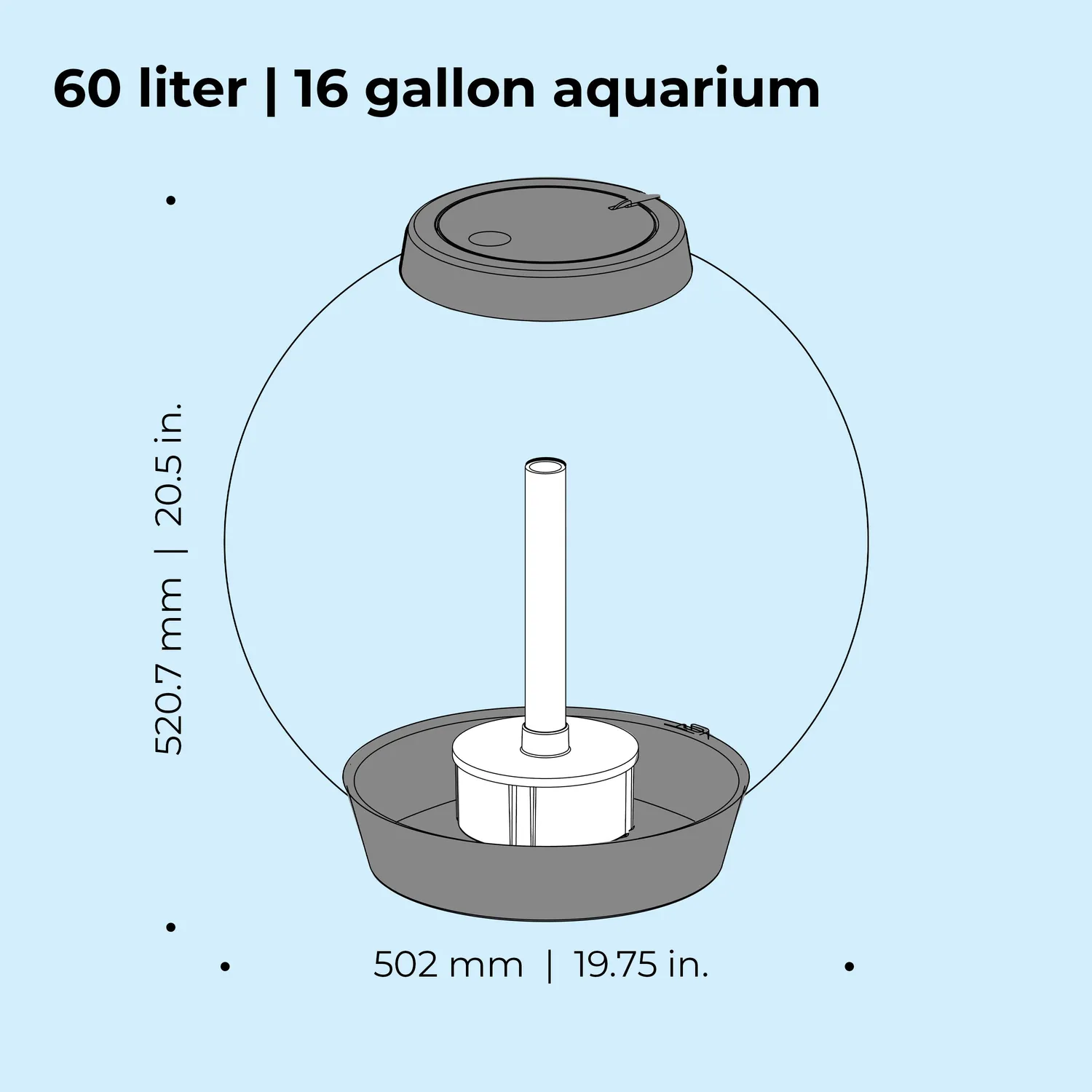 biOrb Classic 60 akvarium 60 liter silver MCR-ljus