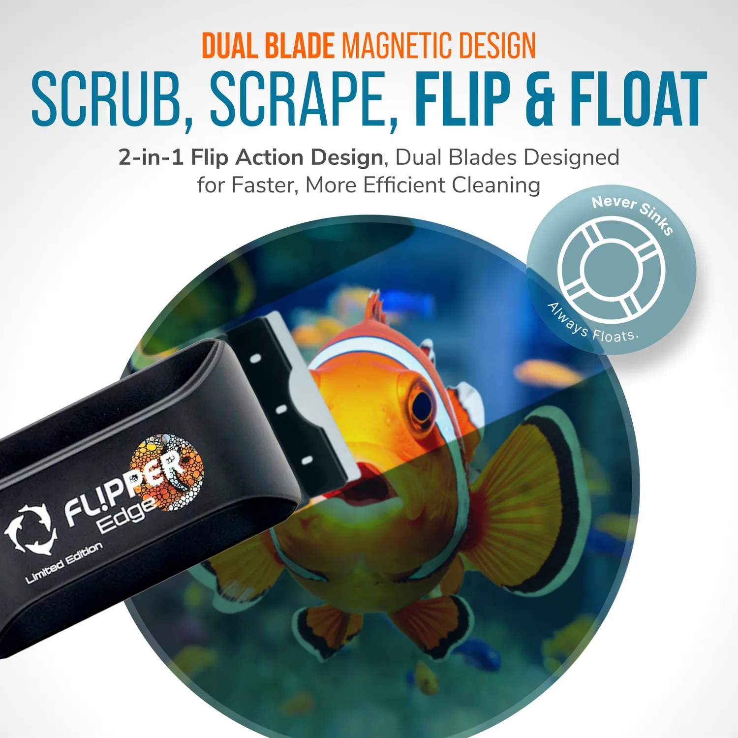 Flipper Edge Clownfish magnetrengörare Standard