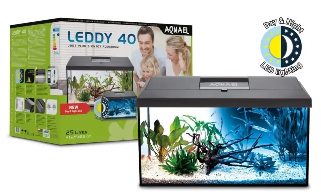 Aquael Leddy Day o Night Plus akvarium 25 L svart komplett