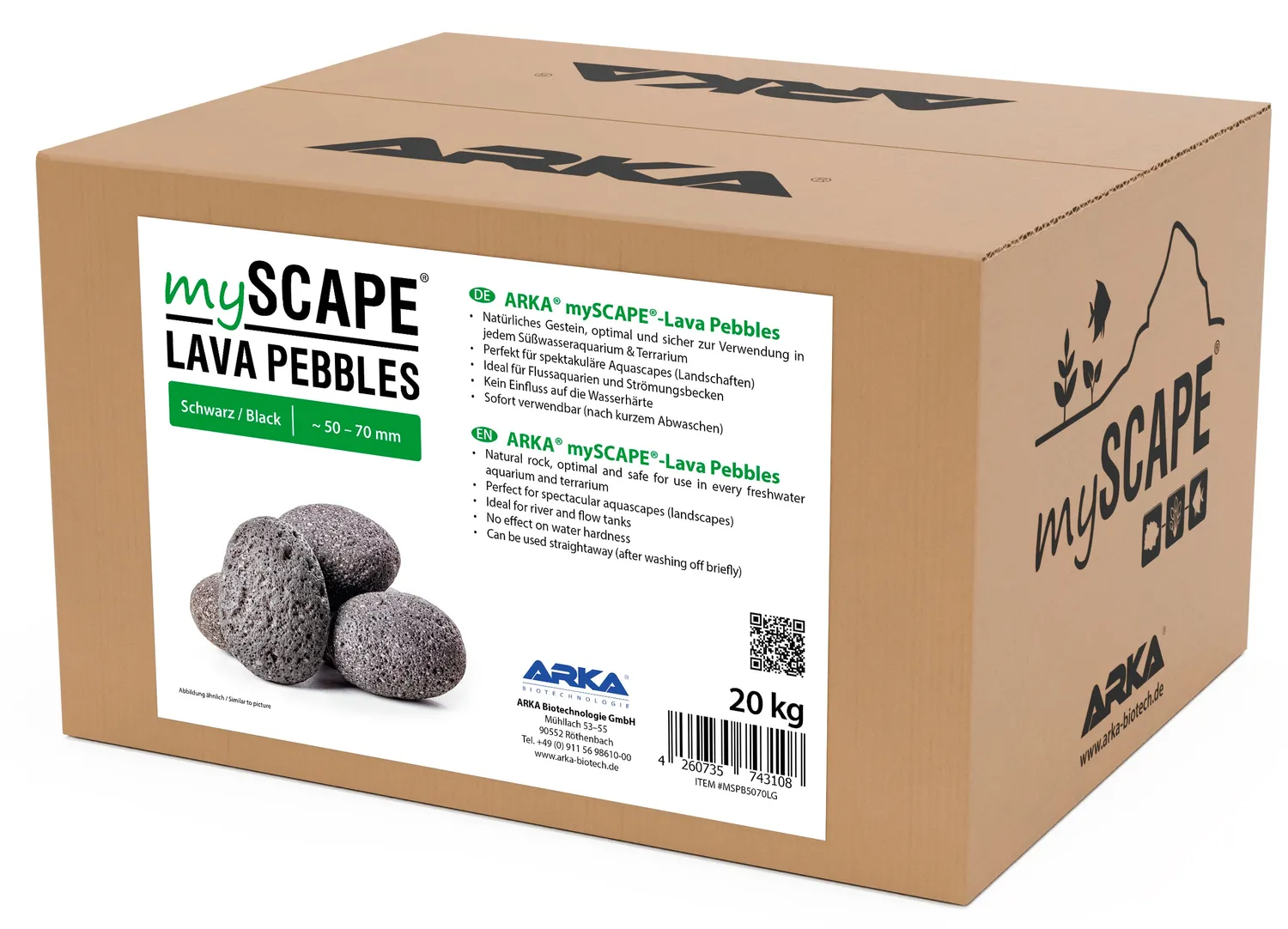 ARKA myScape Lava Pebbles akvariesten 10 kg mix