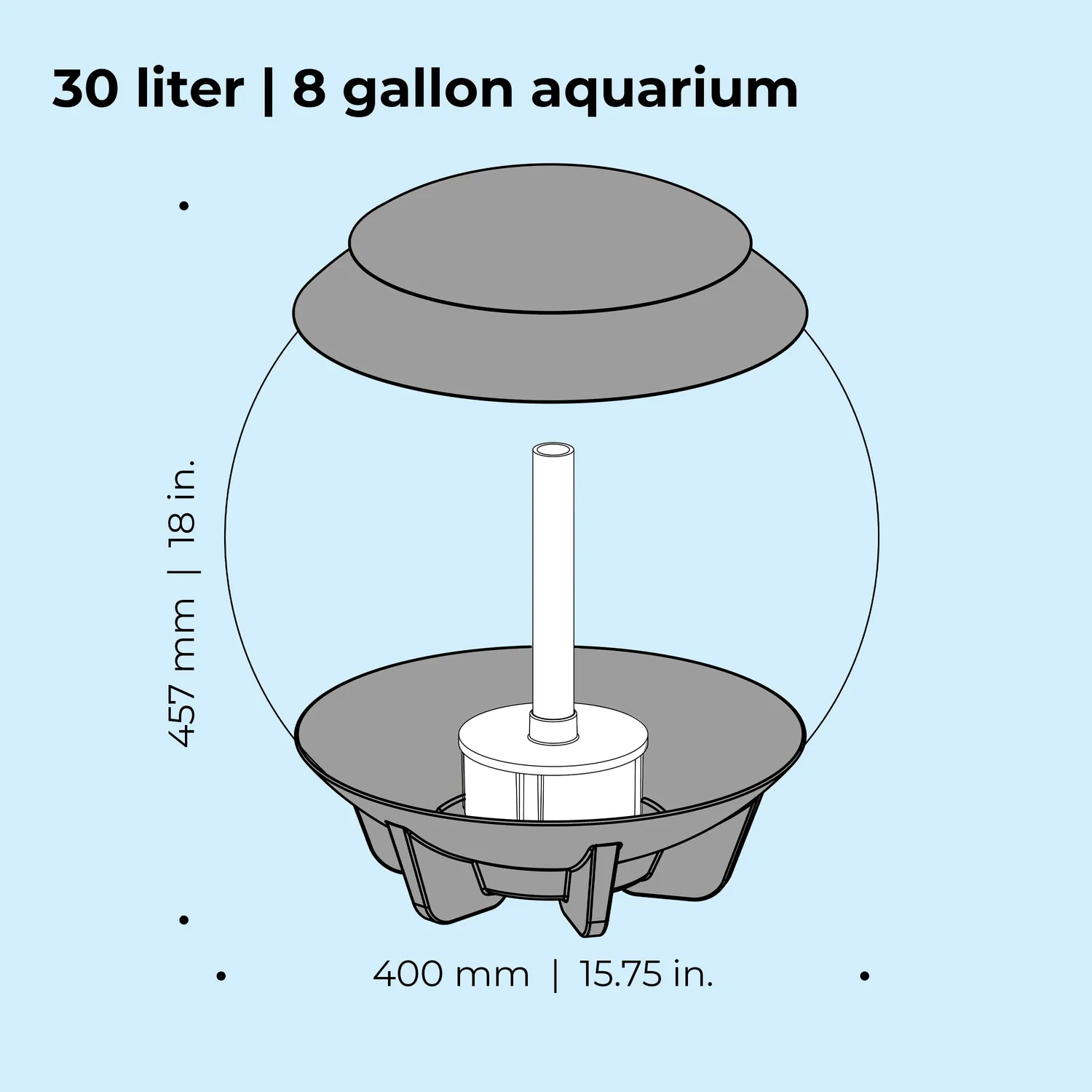 biOrb HALO 30 akvarium 30 liter MCR-ljus grå