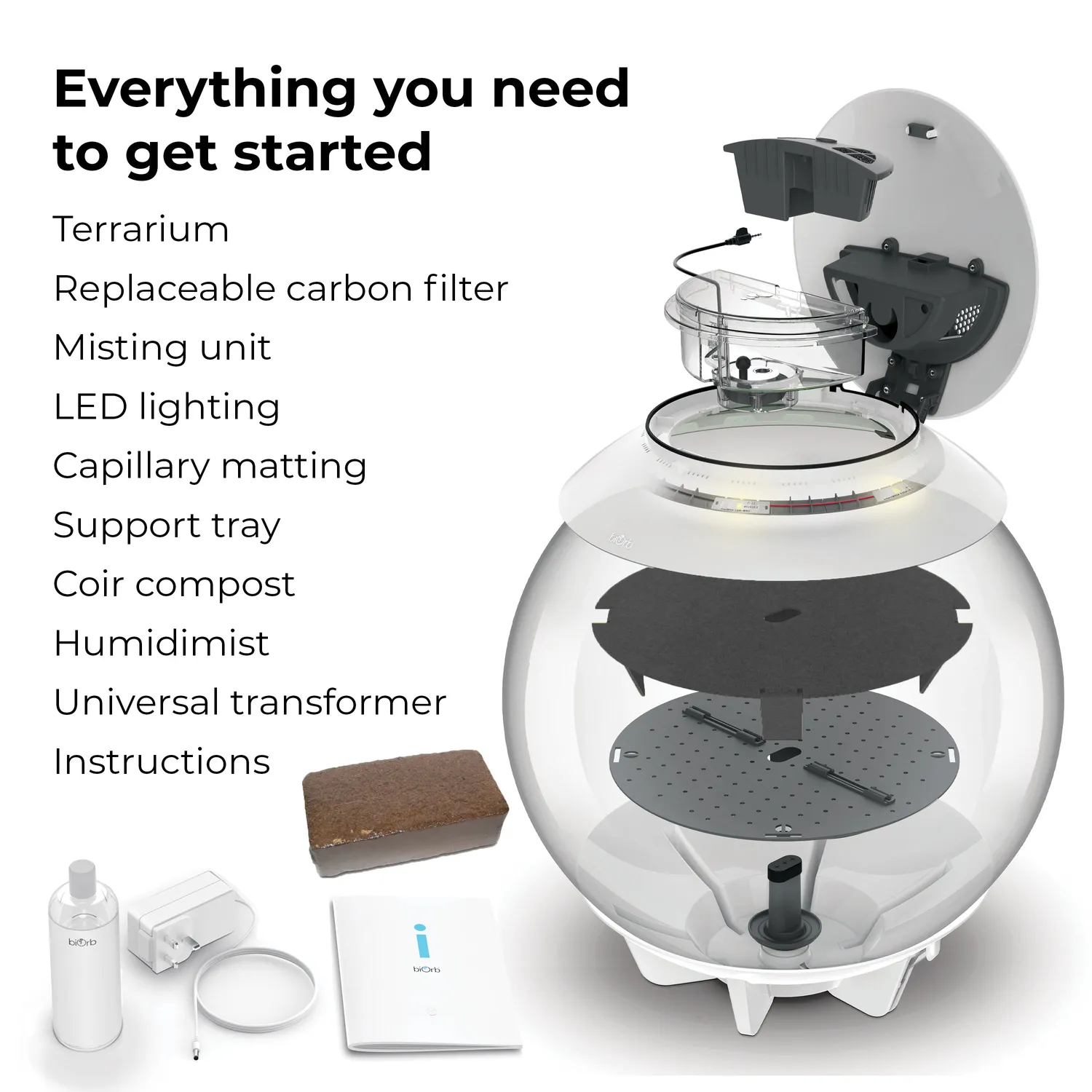 biOrb Air 60 terrarium 60 liter grå automatisk dimma