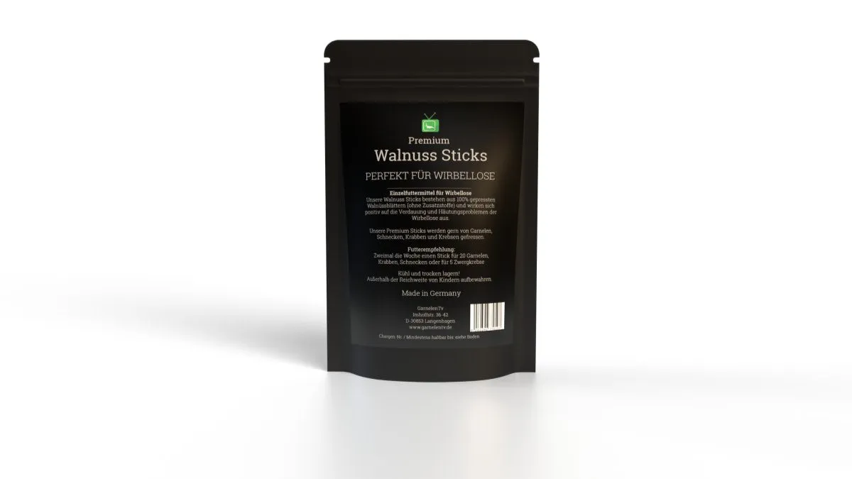 Garnelen TV Premium Walnuss Sticks räkfoder 50 g växtbaserat