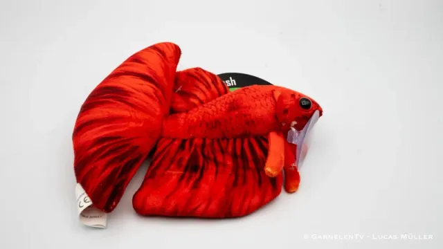 Garnelen TV Betta röd kampfisk gosedjur 16 cm