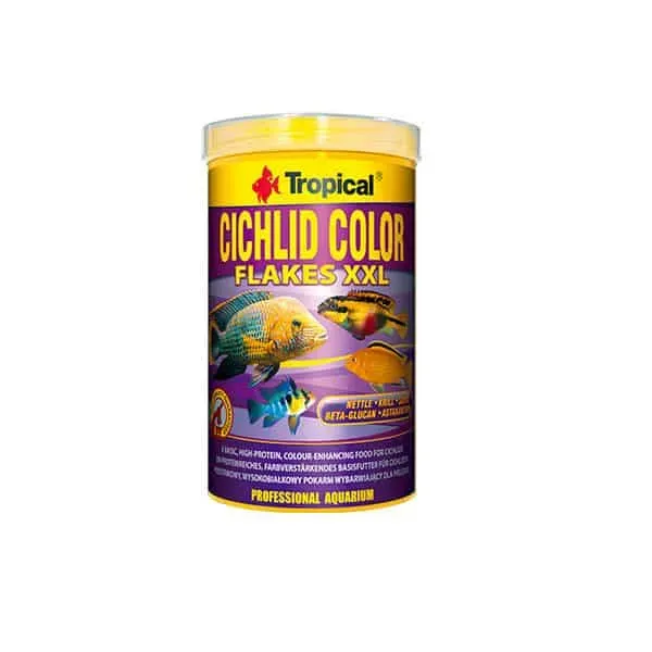 Akvarievalvet Cichlid Color fiskfoder 1000 ml högprotein