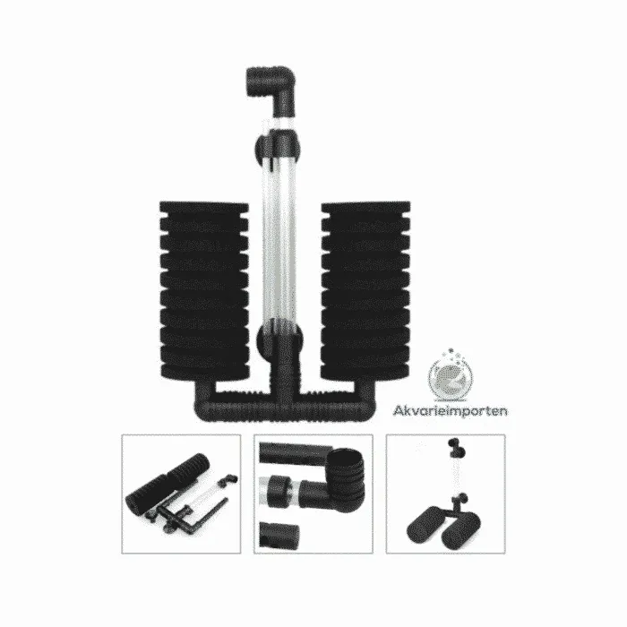 Svampfilter dubbel 200L akvariefilter luftdrivet