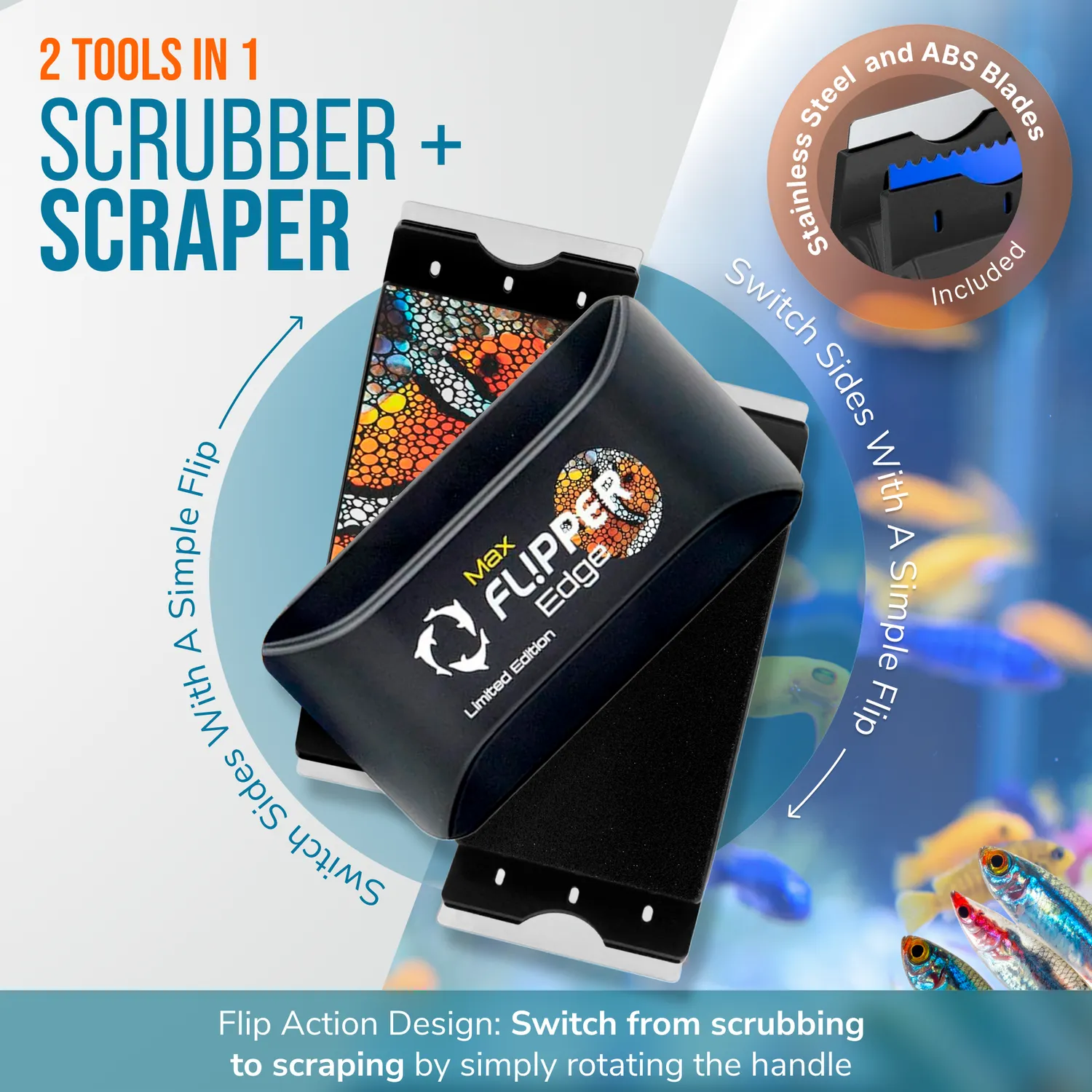 Flipper Edge Max magnetskrapa clownfish för 1" glas