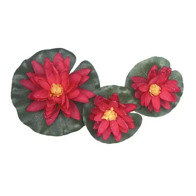 Näckros silke röd set 3 st 14 cm