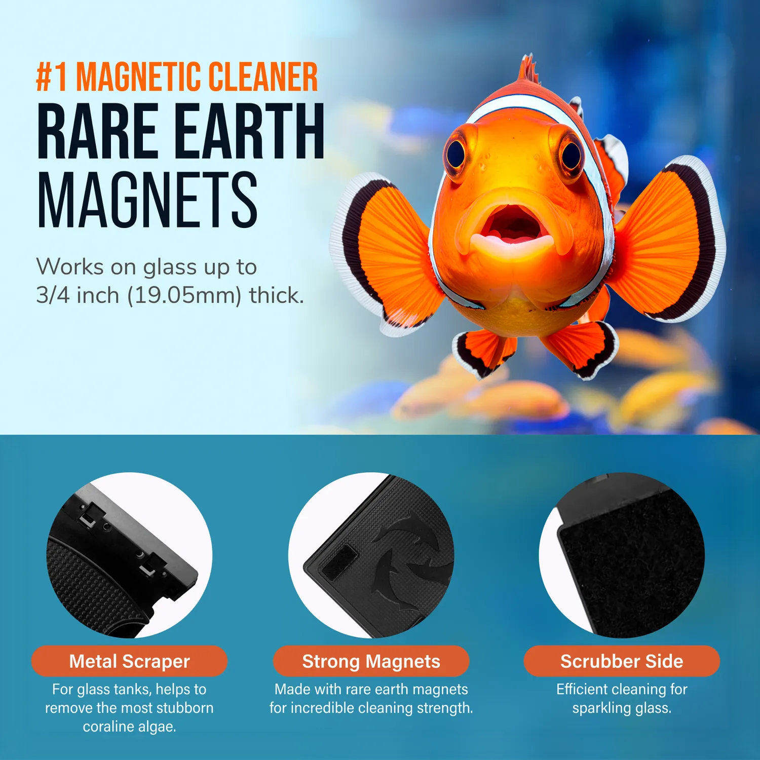 DeepSee Flipper Max Float magnetskrapa glas akryl 19 mm