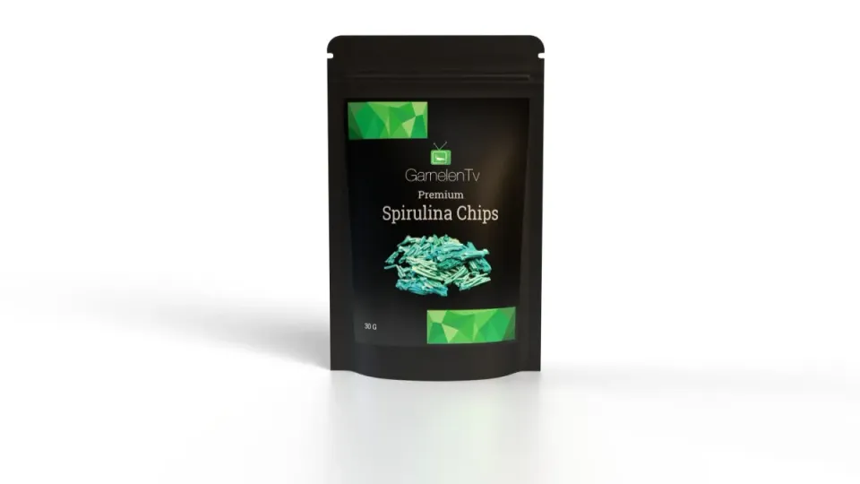 Garnelen TV Premium Spirulina Chips räkfoder 30 g växtbaserat