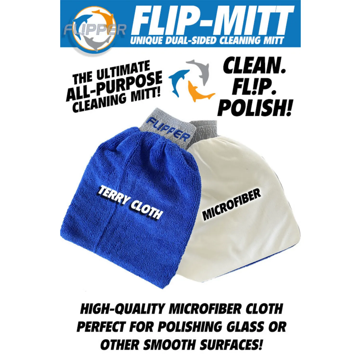 DeepSee Flipper putshandske mikrofiber 2-pack