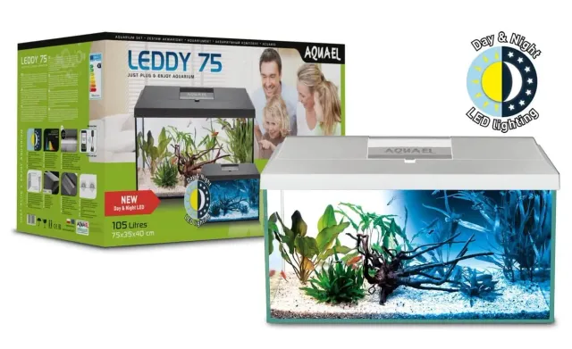 Aquael Leddy Day & Night Plus akvarieset 105L vit komplett