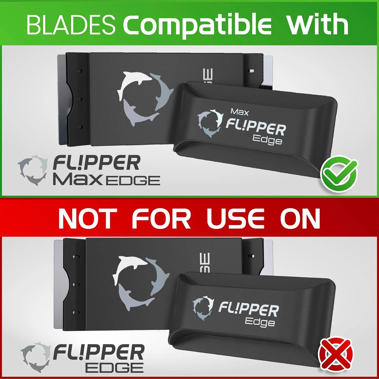 DeepSee Flipper Edge MAX reservblad rostfritt 4-pack glas