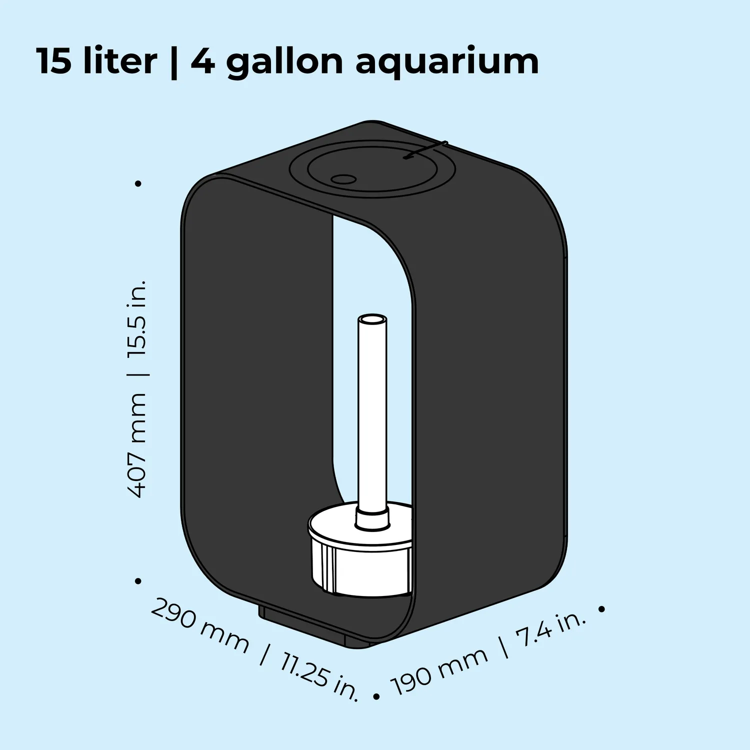 biOrb LIFE 15 akvarium 15 liter MCR-ljus svart