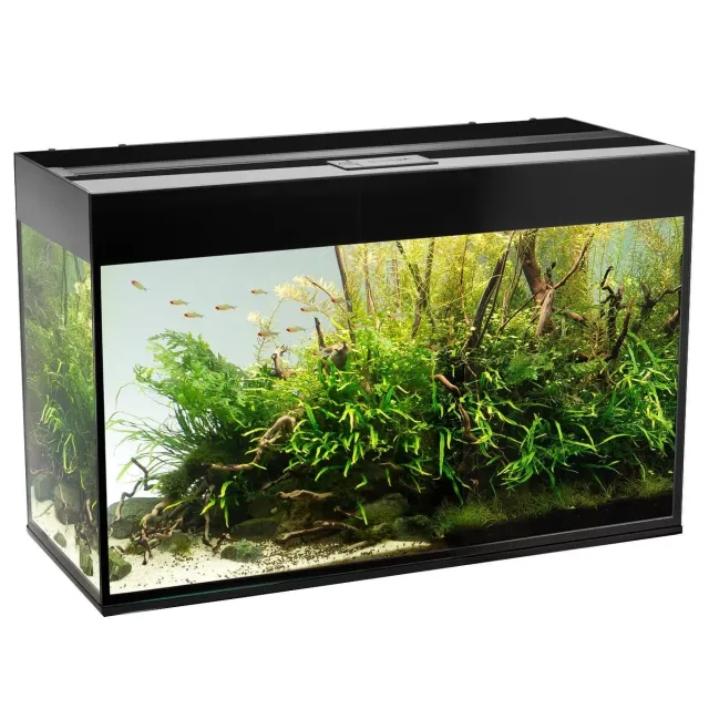 Glossy Akvarium 125L Svart LED 2x16W