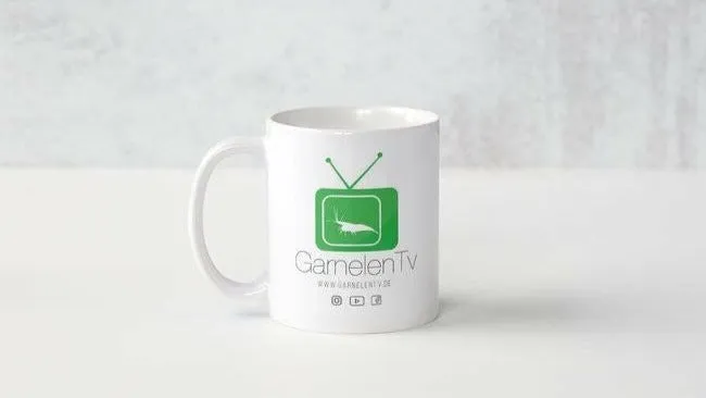 Garnelen TV Tasse mugg 325 ml vit dubbelsidigt tryck