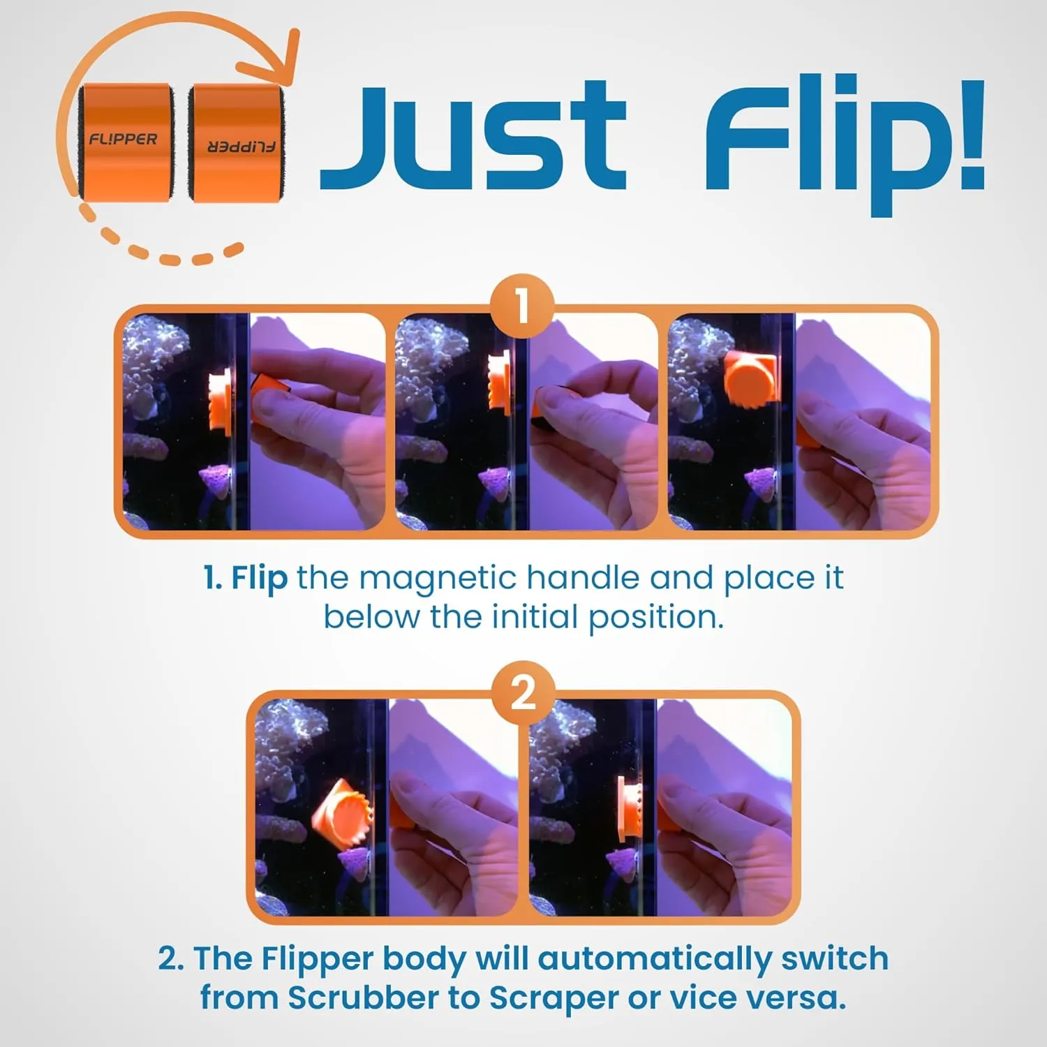 Flipper Pico 2-in-1 akvariemagnet nanokar 6 mm orange