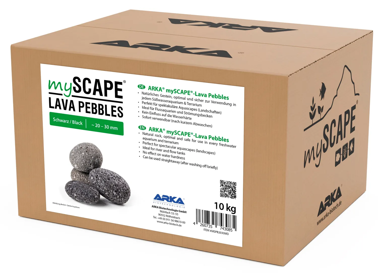 ARKA myScape Lava Pebbles akvariesten 10 kg mix