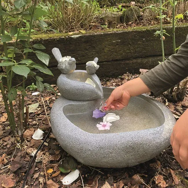 Näsets Ciklidhobby Pondteam Fågelbad LED dammdekor sandsten