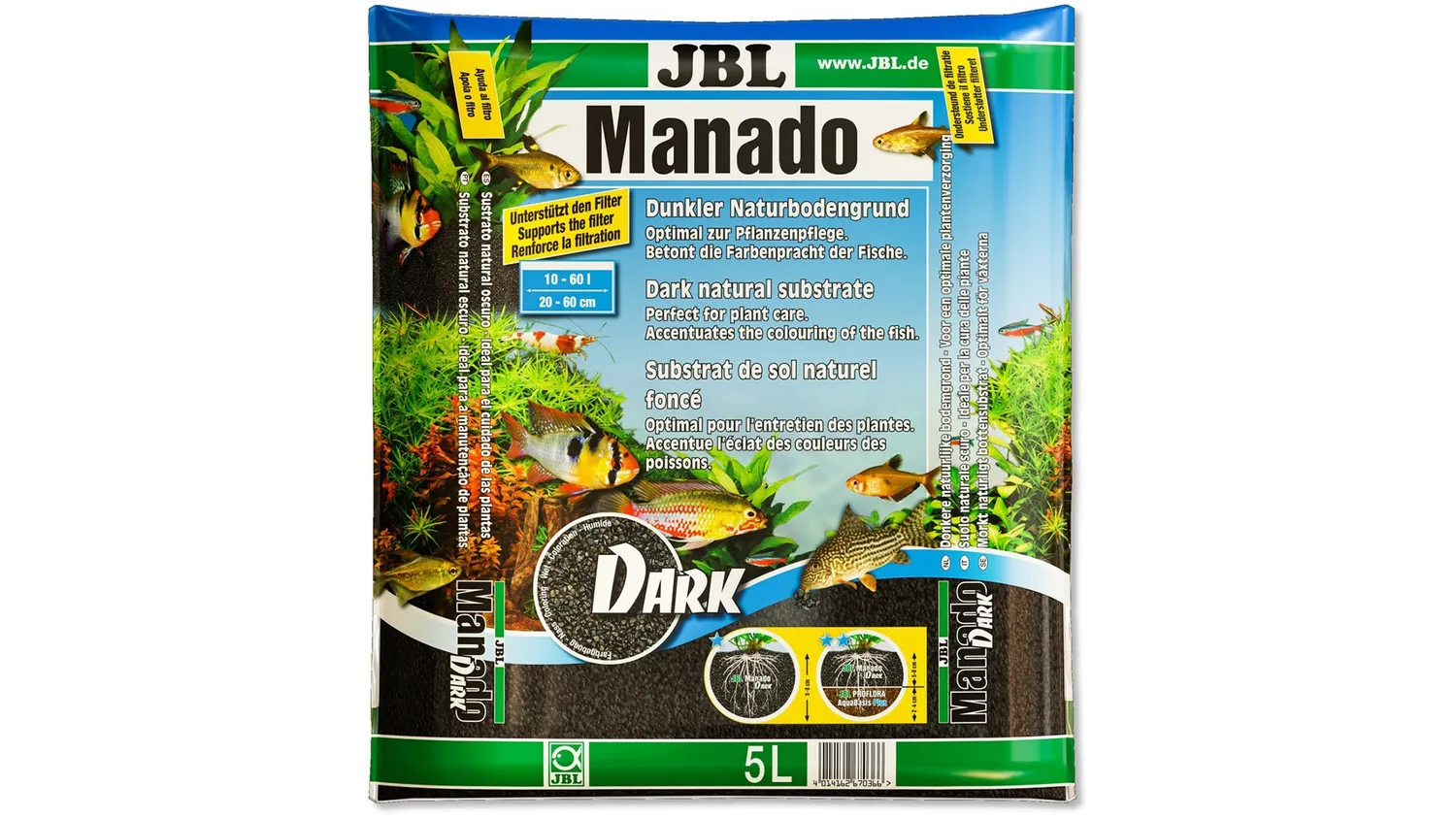 JBL Manado Dark akvariegrus 3 l mörk